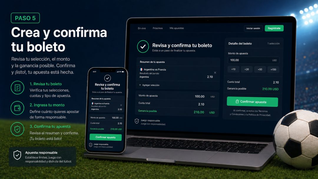 Confirmación de un boleto de apuestas para el Mundial