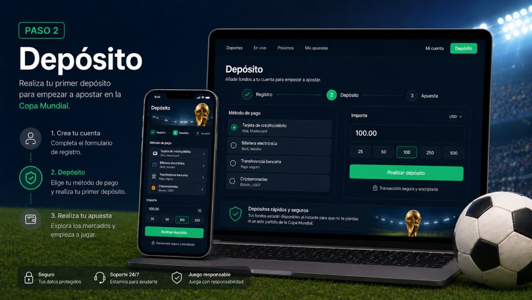 Depósito en una casa de apuestas para la Copa del Mundo
