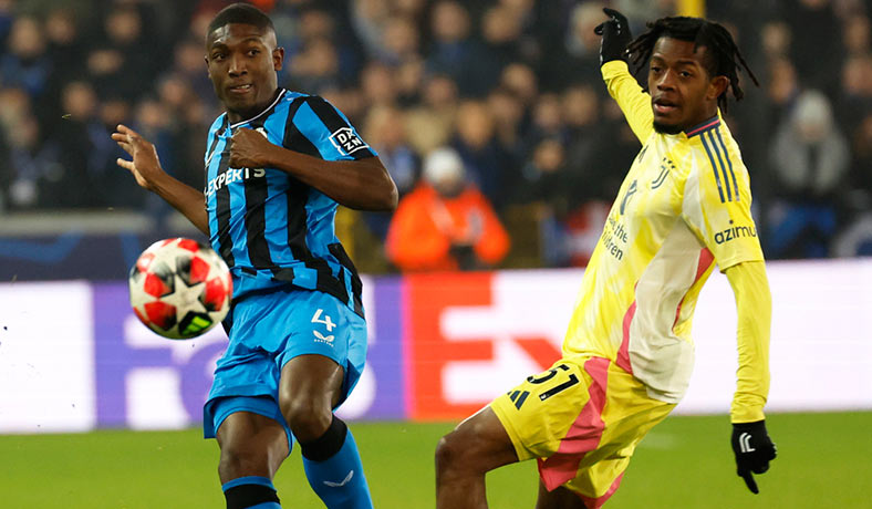 Joel Ordonez de Club Brugge en partido de Champions